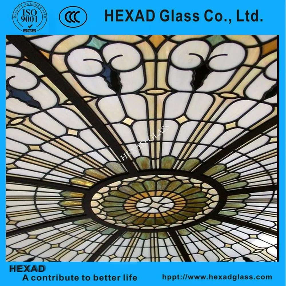 Large Stained Safety Tempered Laminated Glass Ceiling Panel Sheets For