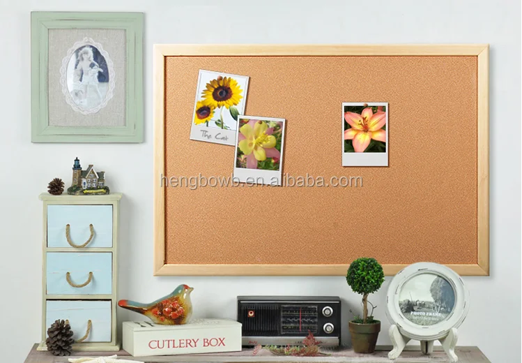 Customized design office school wooden frame cork sheet, massage bulletin cork board