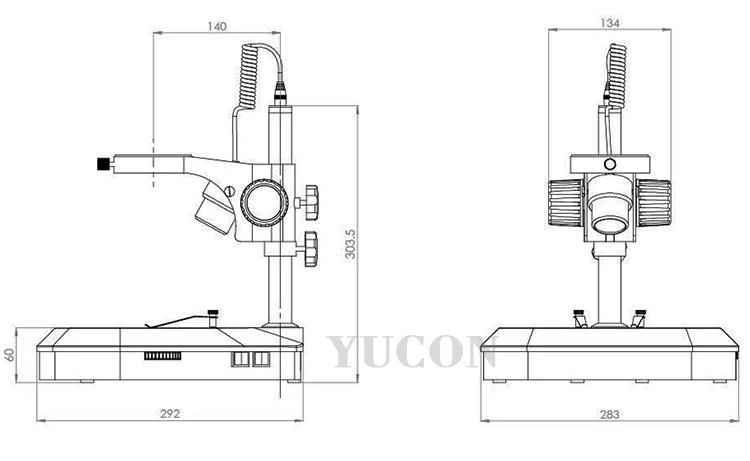 YCD2 YUCON lighting zoom monocular binocular trinocular 7x-45x stereo microscope with pole boom stand