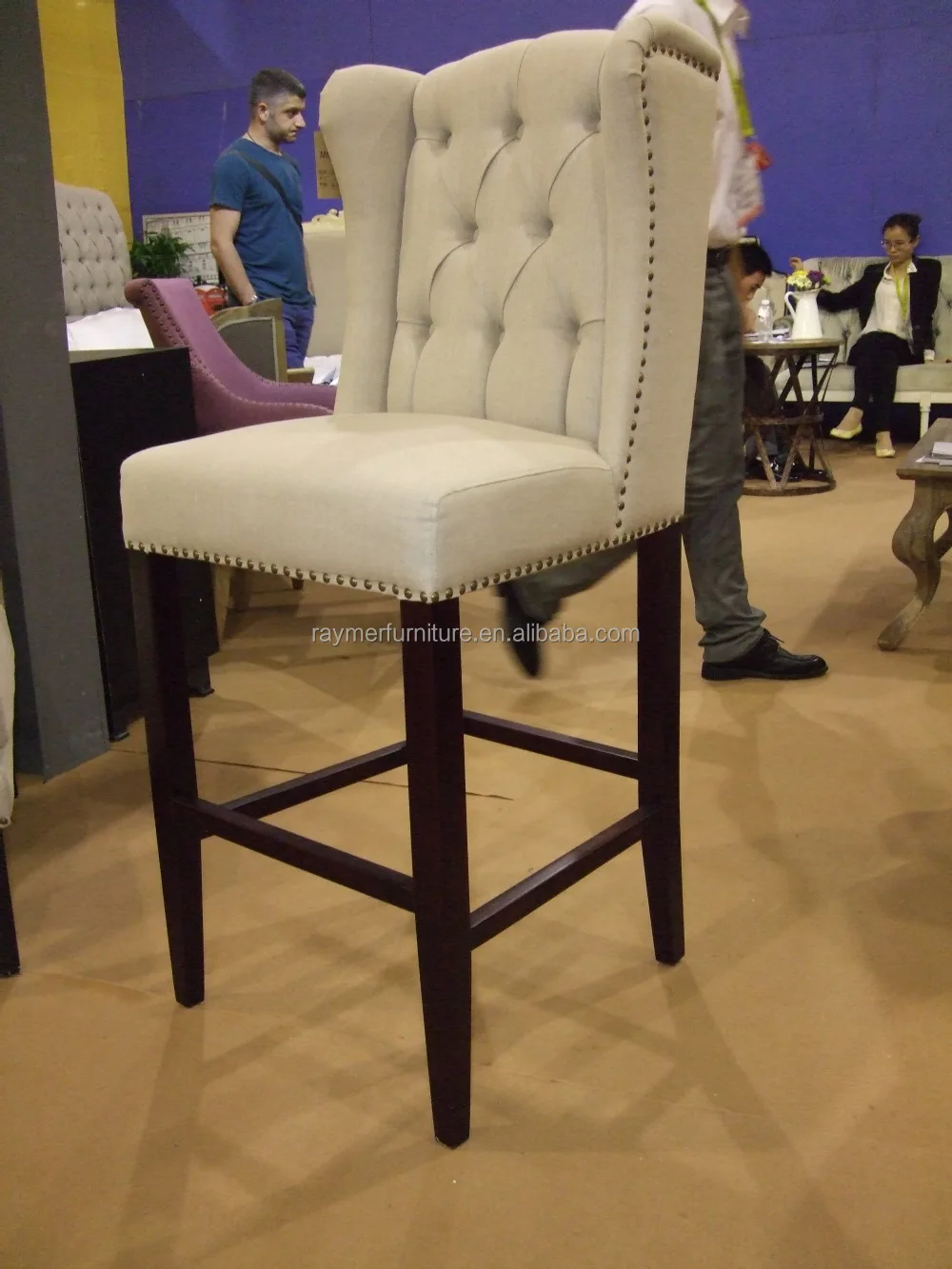 French Retro Style Tufted Wing Back Antique Bar Stools View French Retro Style Tufted Wing Back Antique Bar Stools
