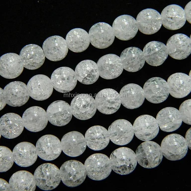 Wholesale Natural Mineral 8mm Cracked White Crystal Quartz Round Semi