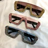 Square Luxury Sunglasses women Brand Designer Ladies Oversized rhinestone Sunglasses Men Half Frame eyeglasses For Female UV400
