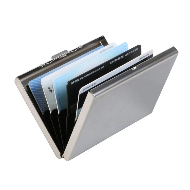 Wommty Ultra Thin Aluminum Wallet RFID Blockierung Kreditkarteninhaber Fall mit 6 PVC-Slots für Männer und Frauen 