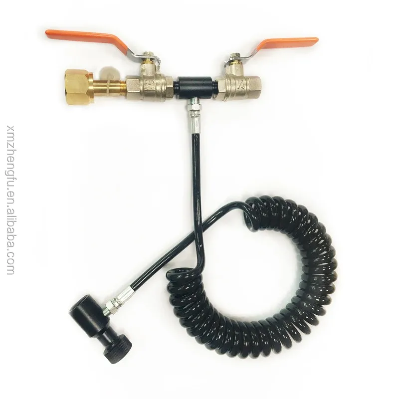 Paintball Dual Valve Co2 Air Tank Fill Refill Station With Hose Line
