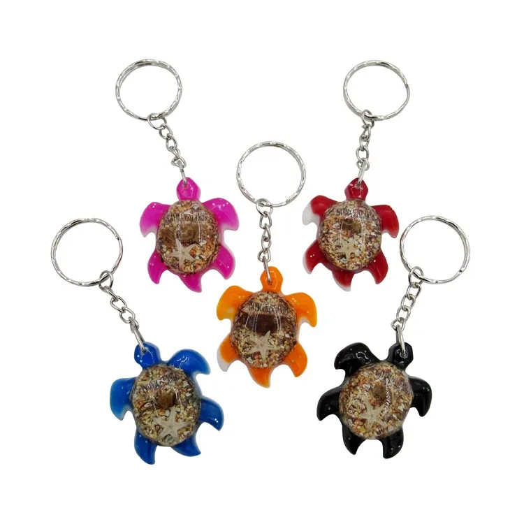 Cheap Keychain Customized Resin Turtle Shape With Starfish Key Chain