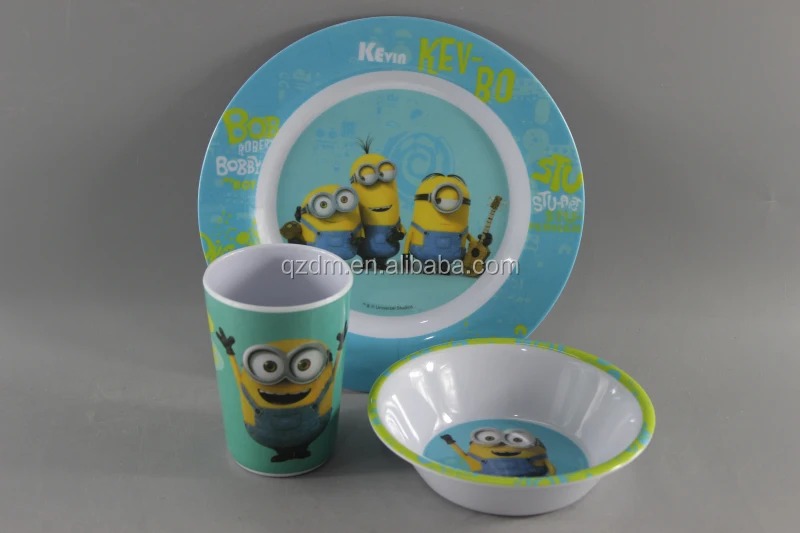 3pcs Melamine Baby plate and bowl and cup Dinnerware set