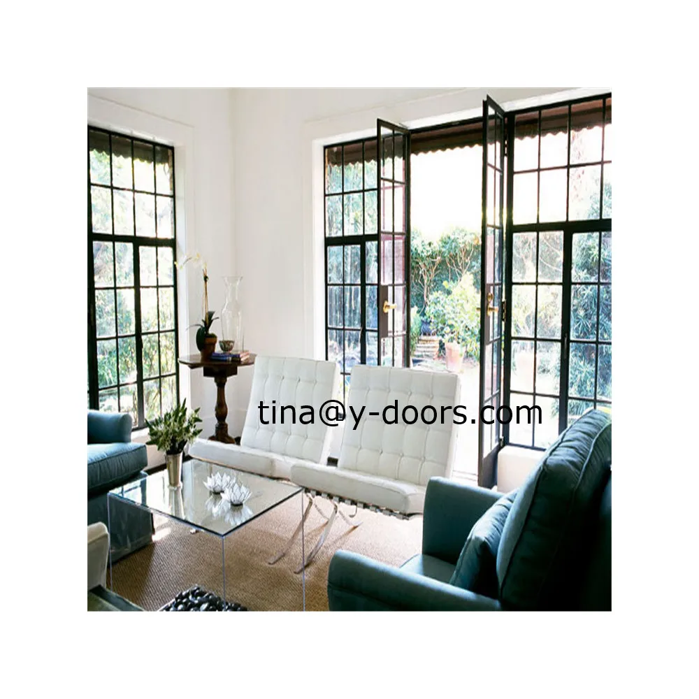 Factory Price Simple Glass Door Design Iron French Sliding Patio