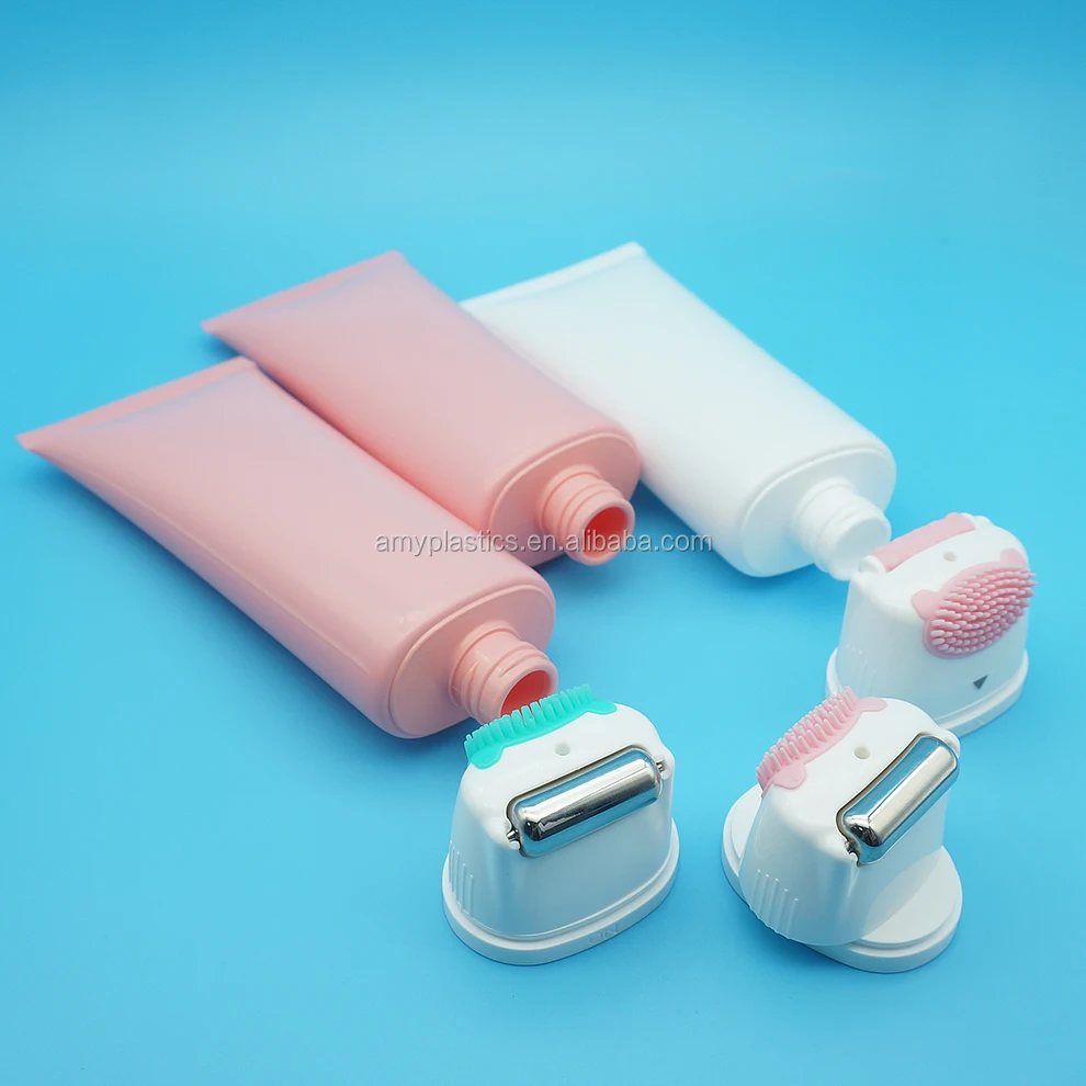 Cosmetic Facial Cleanser Plastic Tube With Silicone Brush& Message Roller Applicator Buy
