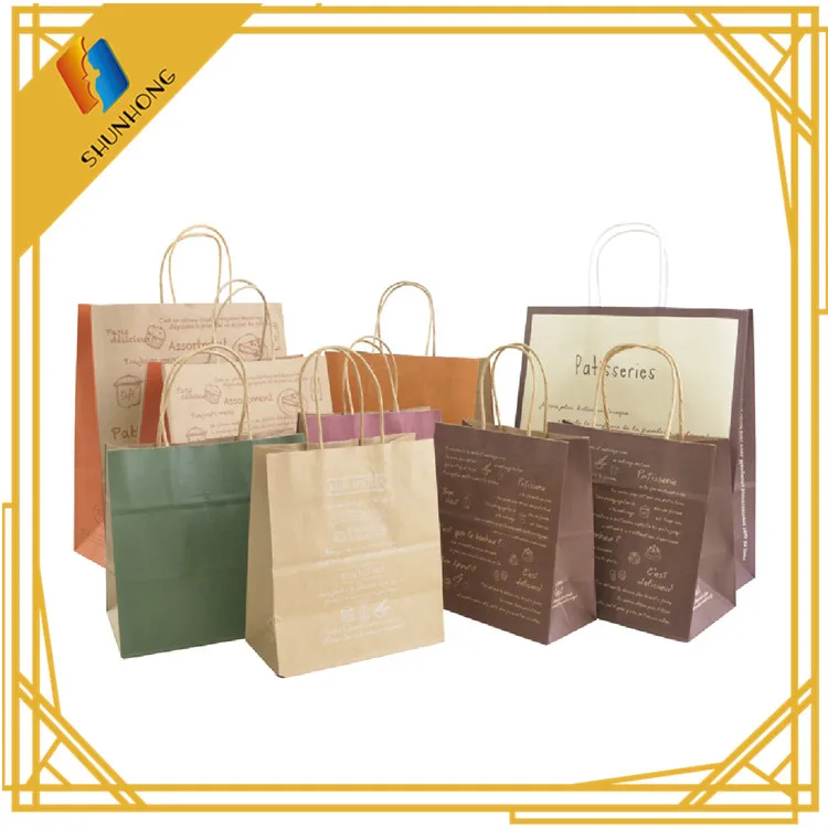 Custom Full Color Luxury Kraft Paper Bag With Handles For Clothes,Low ...