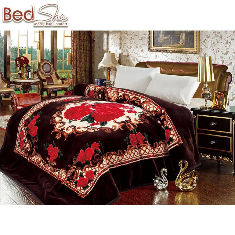 100 Polyester New Design Korean Style 2ply Embossed 8kg Raschel