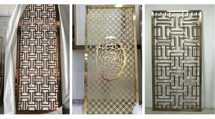 Jyfy001 China Room Divider Rose Gold Color 304 Stainless Steel Laser Cut Metal Decorative Metal Screen