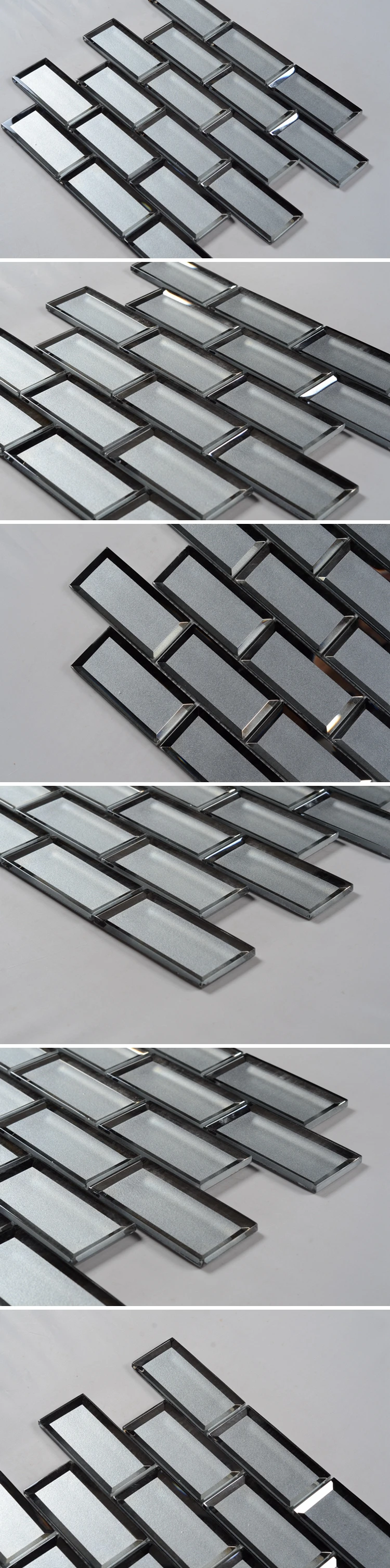 homer islamic small 3x6 mirror Clear grey wavy glass mosaic tile bathroom subway tile shower backsplash