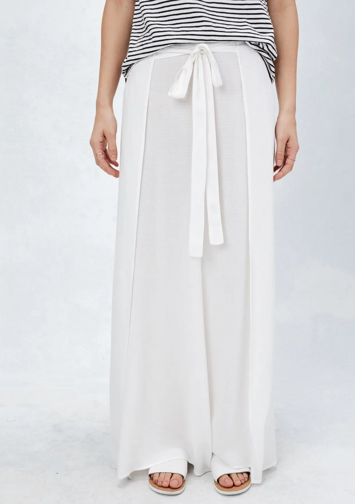 Women Fashion White Rayon Boho Pants 