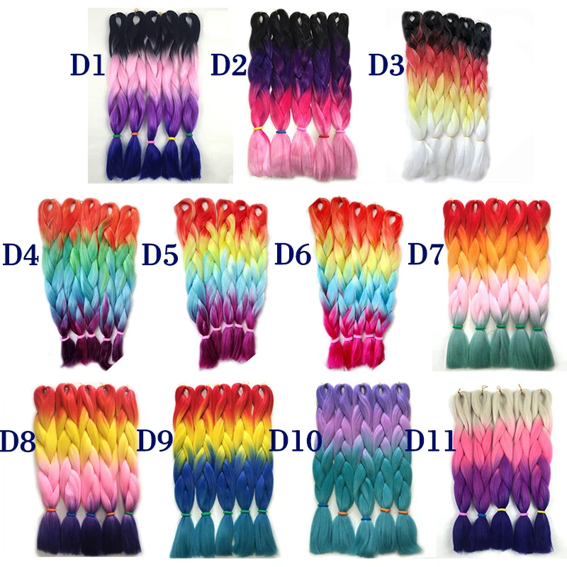 Cheap 24 Inch 100g Ombre Four Tone Colored Crochet Braid ...