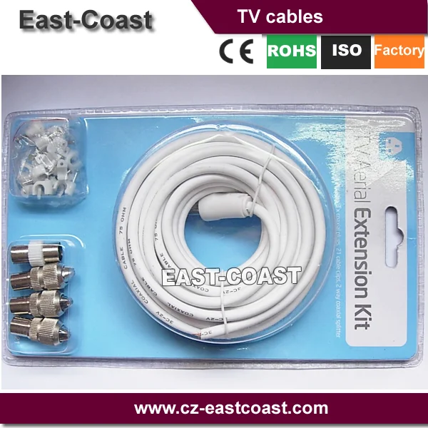 Tv Aerial Coaxial Cable Extension Kit5m Coaxial Cable3x Coaxial Plugs