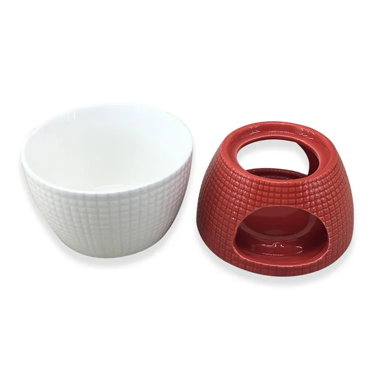 Dinnerware gridding pattern personalized cheese gadgets sets red and white cheese fondue set