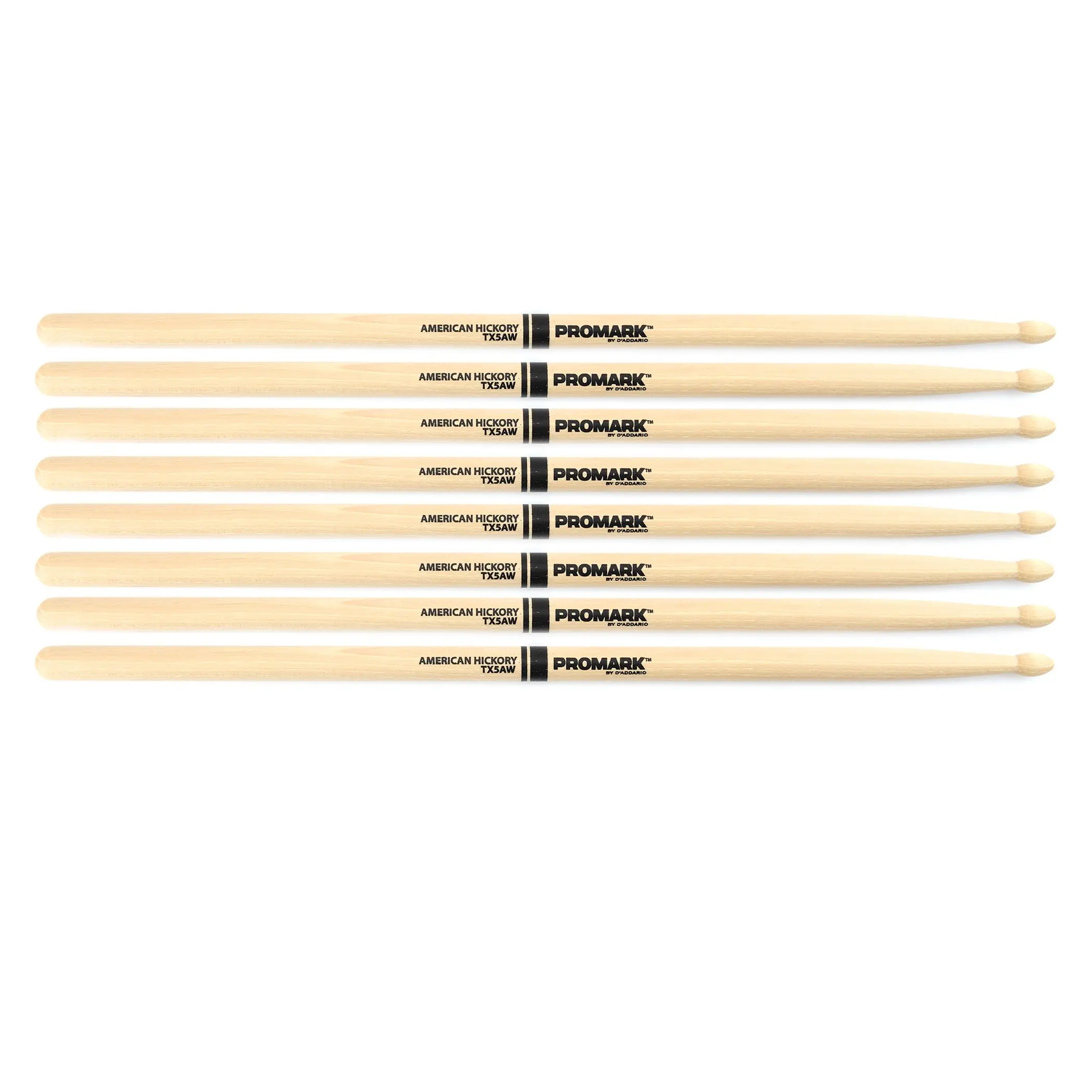 Promark American Hickory Classic 5A Drumsticks, Oval Tip, Four Pairs