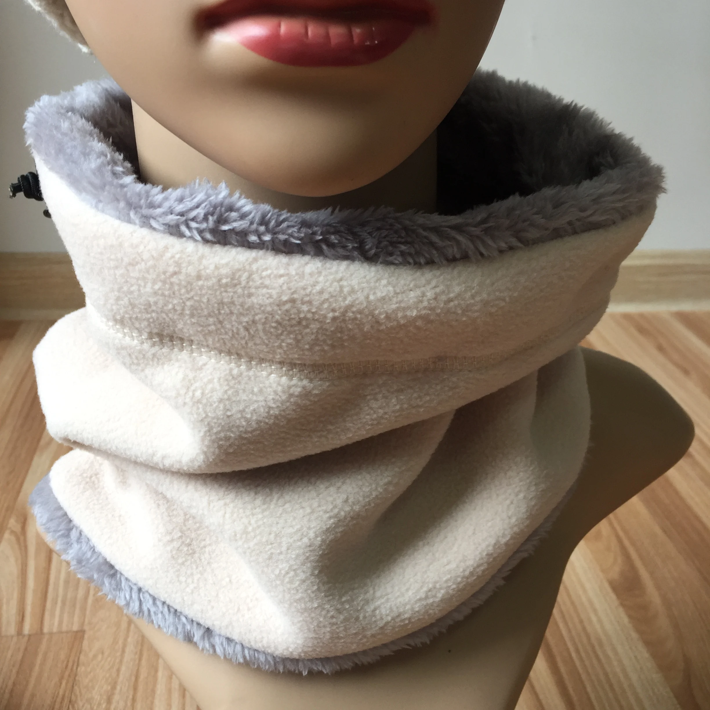 Winter New Double Layer Neckwarmer Scarf Fleece With Sherpa Lining
