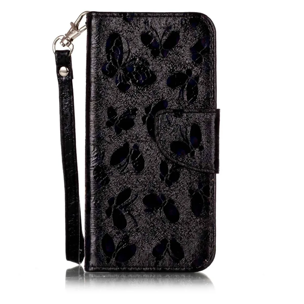 Book Wallet Laser butterfly leather flip phone case for Iphone 7/7plus