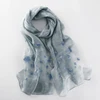 2019 Spring New 100% Pure Wool Silk Leaves the Embroidery Scarf in Silk Scarves for Women Pink Stylish Custom Printed
