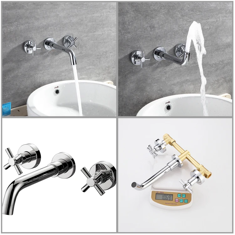 Basin bathtub dual-use faucet Chrome Wall Mounted three hole Rotary basin faucet