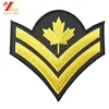 Custom black twill fabric 3D gold leaf image heat cut iron-on embroidery patch for clothing