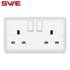 Double UK 13A 2 gang electrical switch wall socket outlets