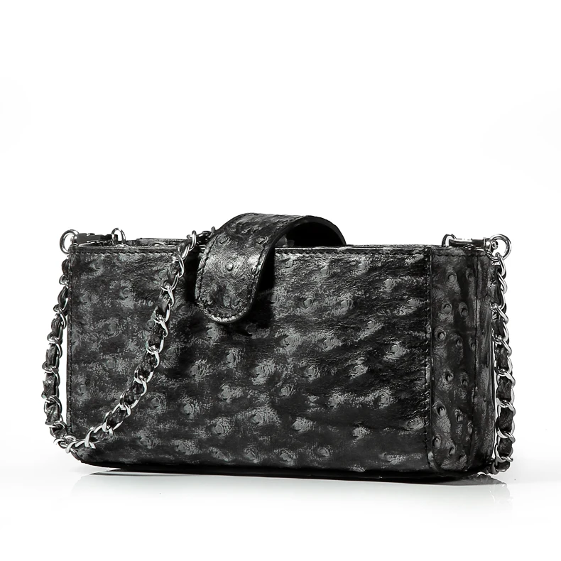 Felicia Ostrich Inspired Leather Vanity Bag Handbag