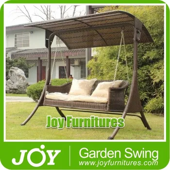 Outdoor Wicker Swing Chair Rattan 3 Seater Garden