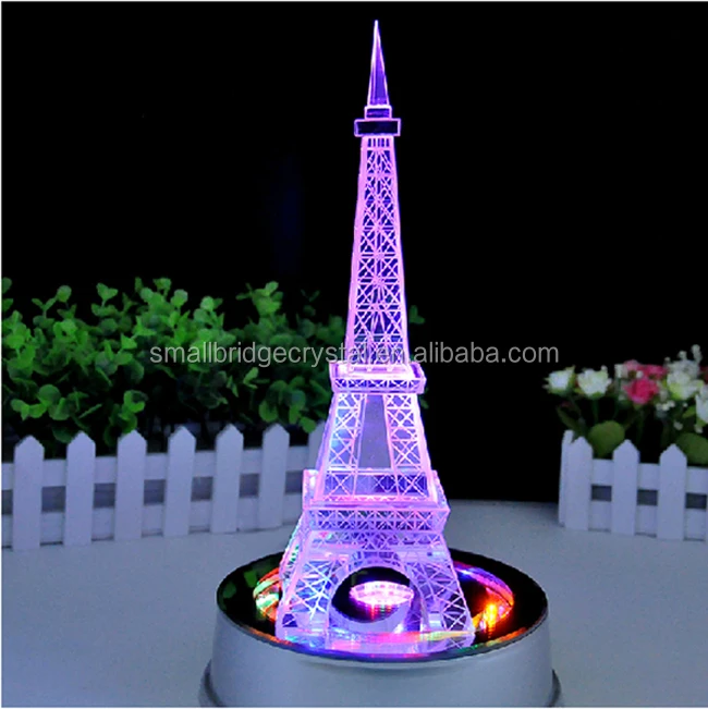 Wholesale Rotates Led Base Tourist Crystal Eiffel Tower Centerpieces