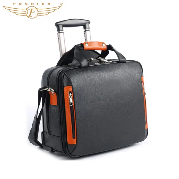 16 Inch Cow Leather Laptop Trolley Bag With Shoulder Strap - Buy Laptop Trolley Bag,Trolley Bag,Laptop Bag With Trolley Product Alibaba.com