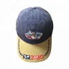worn out two tone topi baseball cap with airplane