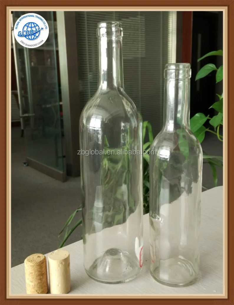 375ml 750ml Customized Flint Clear Bordeaux Wine Glass Bottles With