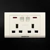 British standard 220~250V 13A 2 gang 1 way switched socket with light for home