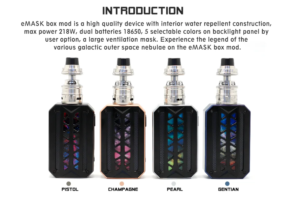 2018 new Vape Wholesale Water-proof Vzone Emask 218w with 6ml Uranus Tank Electric Cigarette Vzone eMask graffiti starter kit
