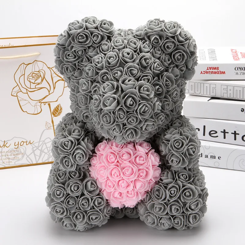 real rose flower teddy bear