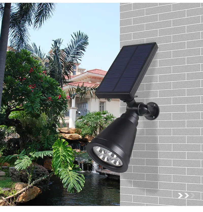 Outdoor Lighting Adjustable lamp angle ABS black solar powered led lawn lamp for garden park
