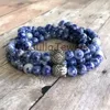 WMB18361 Om Bracelet or Necklace 108 Mala Blue Sodalite Buddha Jewelry Women's or Men's Multi Wrap Bracelet