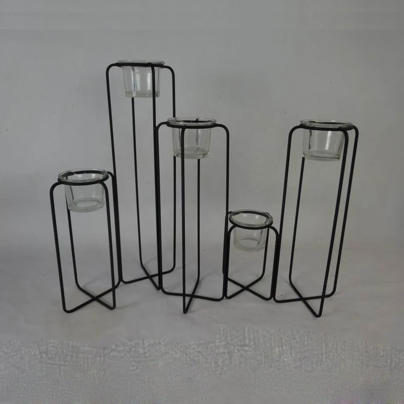 Modern Wedding 5 Candles Stand Wrought Iron Candle Holder Floor