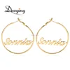Circle Name Earrings 45 mm Hoop Earrings Celebrity Style Round Personalized Custom Name Earring for Women Gifts
