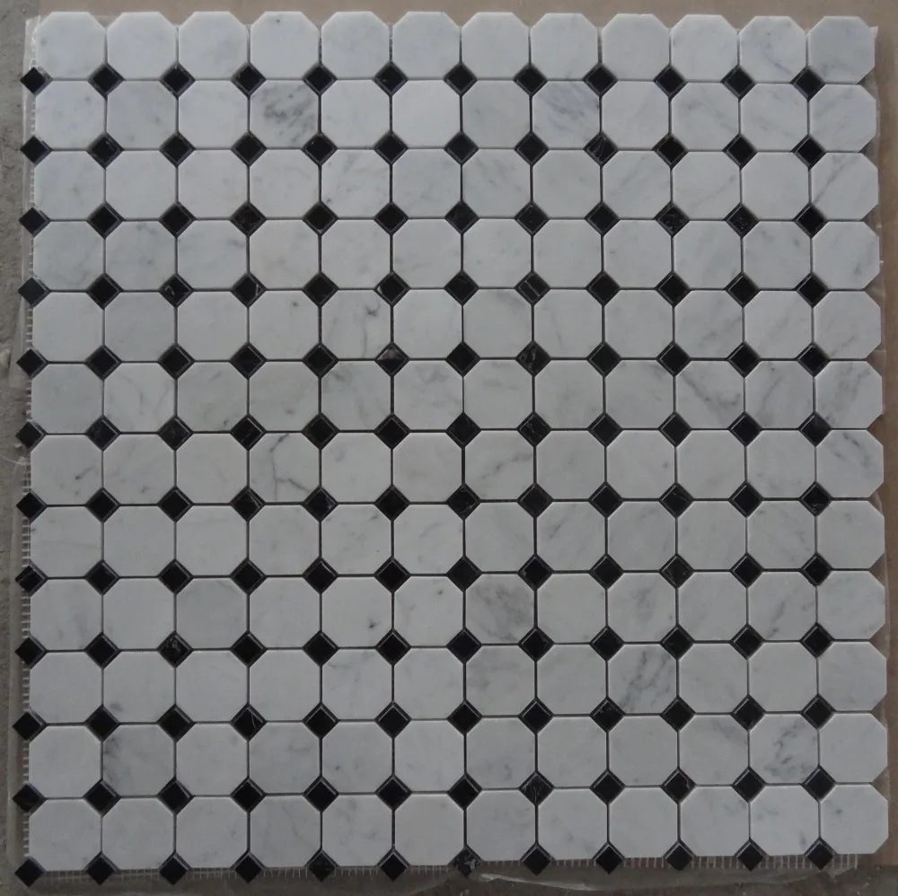 Bianco Carrara Venato Italian White Mix Black Marble Octagon Tile Mosaic For Flooring Tiles Product Bianco Carrara Venato Italian White Mix Black Marble Octagon Tile Mosaic For Flooring Tiles Product