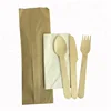 Individual Kraft Paper Wrapping Knife Spoon Fork Cutlery Set China With Napkin