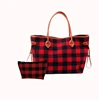 Personalized Monogrammed Buffalo Plaid Weekender Tote Bag Set