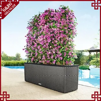 High Quality Resin Wicker Outdoor Rectangular Planter Box Flower Vertical