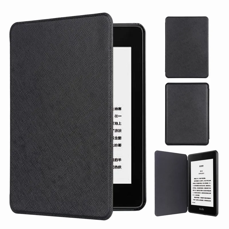 For Amazon Kindle Paperwhite 4 Pu Flip Cover Cross Pattern Book Style