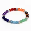 Ancient Silver Natural Stone Agate Tiger Eye Crystal Colorful Yoga Chakra Bracelet