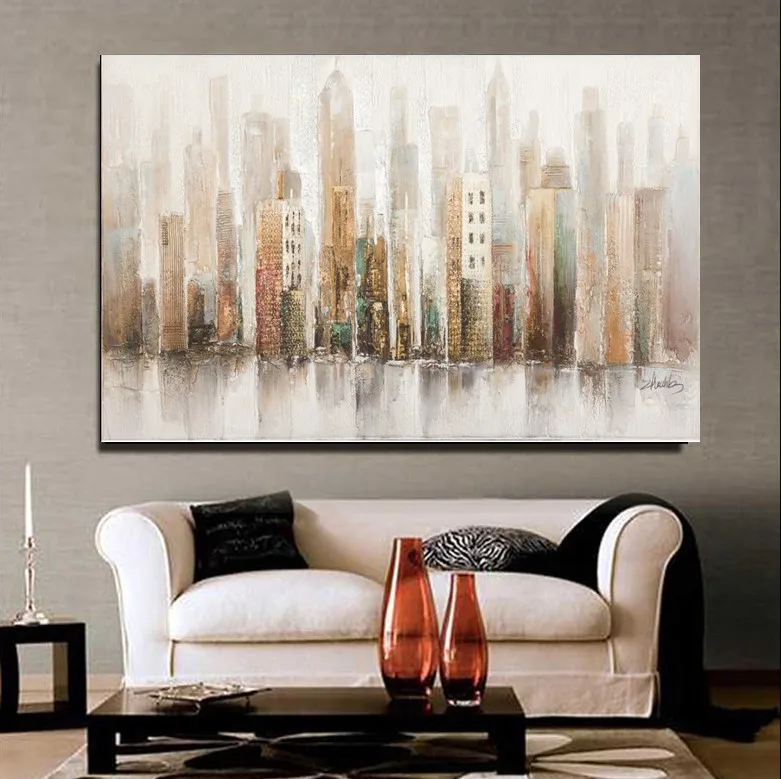 Wholesale Interior Abstract Wall Art Handmade Landscape House Canvas ...