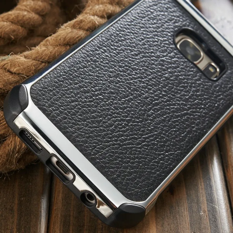 for Samsung S7 Cases, New Design Metal+Leather Case for Samsung Galaxy S7 S7 edge