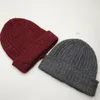 Winter Mixed Yarn Knitting Beanie Acrylic Folded Sport Beanie Hat