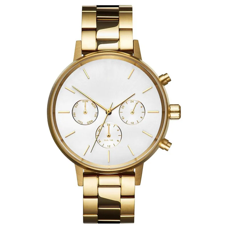 Gold plated brand your logo time force 5atm water resistant fashion women odm brand chronograph watch